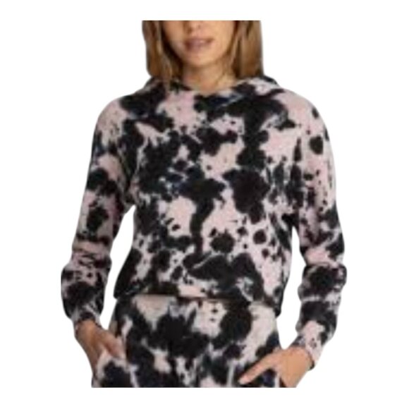 525 america Tops - 525 America Tie Dye Pink Black Hoodie Medium Cropped Athleisure 100% Cotton NWT